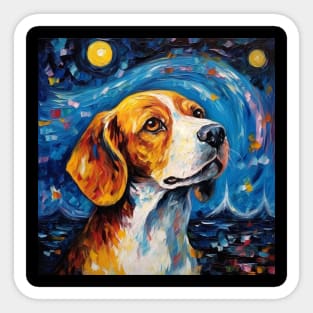 Beagle Portrait Painting in "The Starry Night" style Sticker